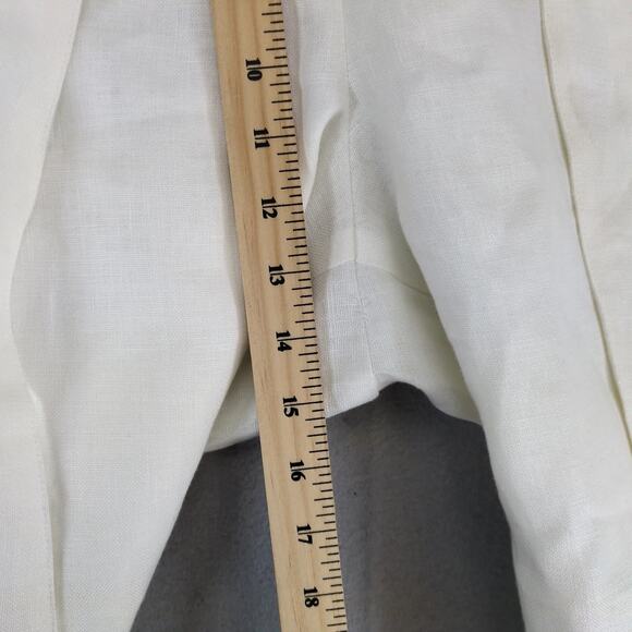 Talbots White Pure Irish Linen Crop Pants Women's 20W Modern Wide Leg 37x23 Belt - Picture 5 of 10